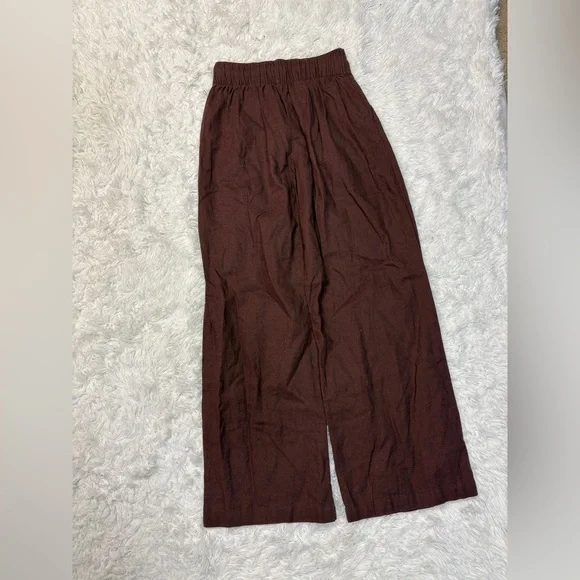 Abercrombie & Fitch Linen-Blend Ultra Wide-Leg Pant Brown - Picture 4 of 4